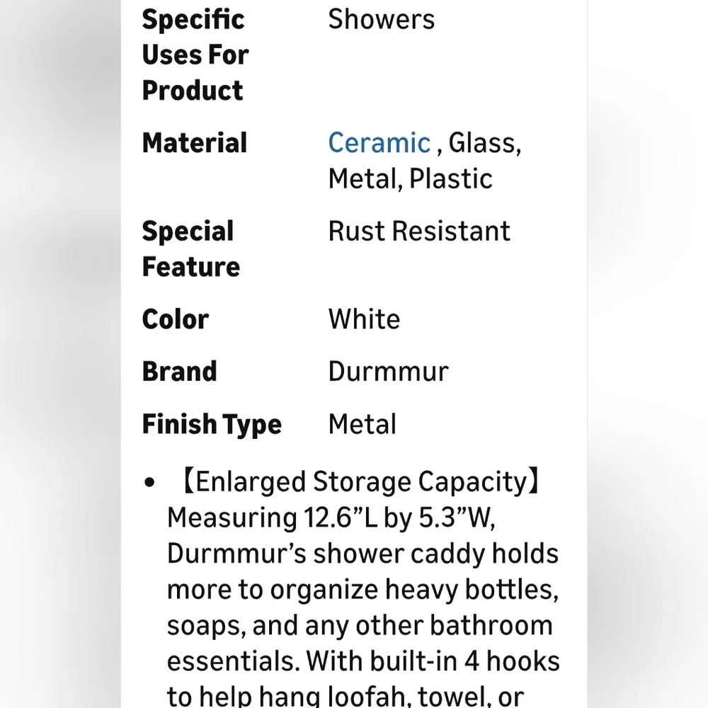 White Shower Caddy Organizer with Hooks - 2 Pack
